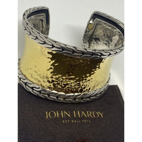 John Hardy Palu 1.5" Wide 22k Gold Sterling Silver Palu 6.5" Bracelet Cuff - Picture 7 of 12